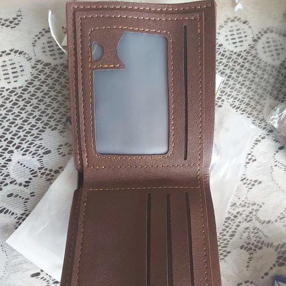 NEW Dark Brown Color Lightweight Men's Slim Bifold Vegan Leather Pocket Wallet - Picture 3 of 5